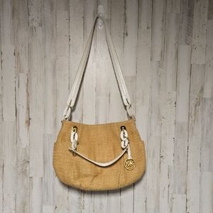 Michael Kors Tan and White Shoulder Bags